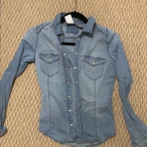Stretchy jean button up